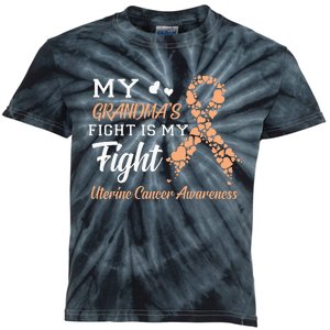 My Grandmas Fight Is My Fight Uterine Cancer Awareness Kids Tie-Dye T-Shirt