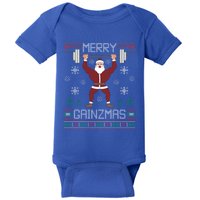 Merry Gainzmas Fit Santa Gym Workout Ugly Christmas Sweater Gift Baby Bodysuit