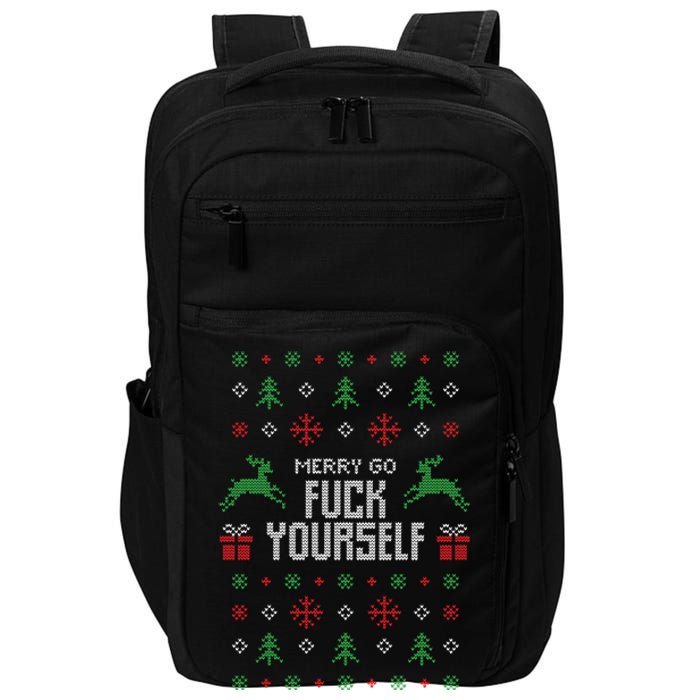 Merry Go Fuck Yourself Ugly Christmas Impact Tech Backpack