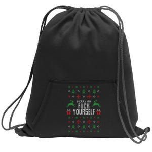 Merry Go Fuck Yourself Ugly Christmas Sweatshirt Cinch Pack Bag