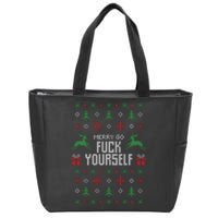 Merry Go Fuck Yourself Ugly Christmas Zip Tote Bag