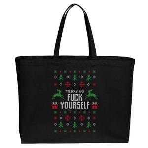 Merry Go Fuck Yourself Ugly Christmas Cotton Canvas Jumbo Tote