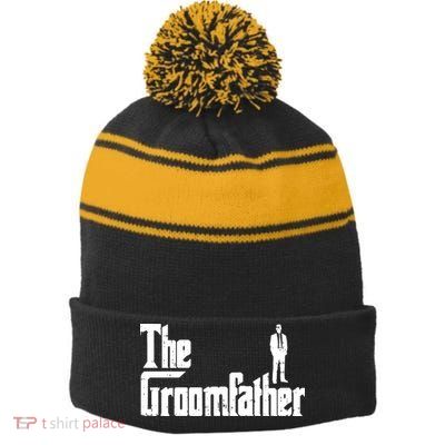 Mens Groom Father Funny Wedding Party Rehearsal Dinner Dad Gift Stripe Pom Pom Beanie