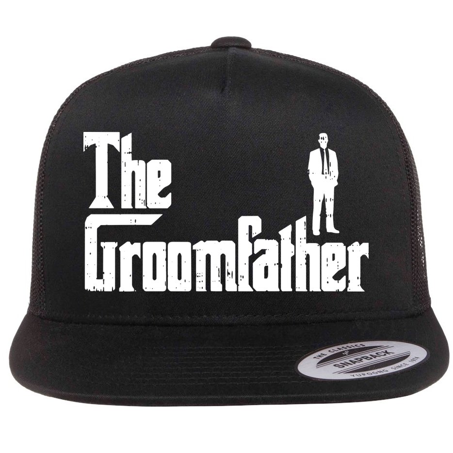 Mens Groom Father Funny Wedding Party Rehearsal Dinner Dad Gift Flat Bill Trucker Hat