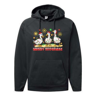 Merry Goosemas Funny Christmas Duck Silly Goose Memes Performance Fleece Hoodie