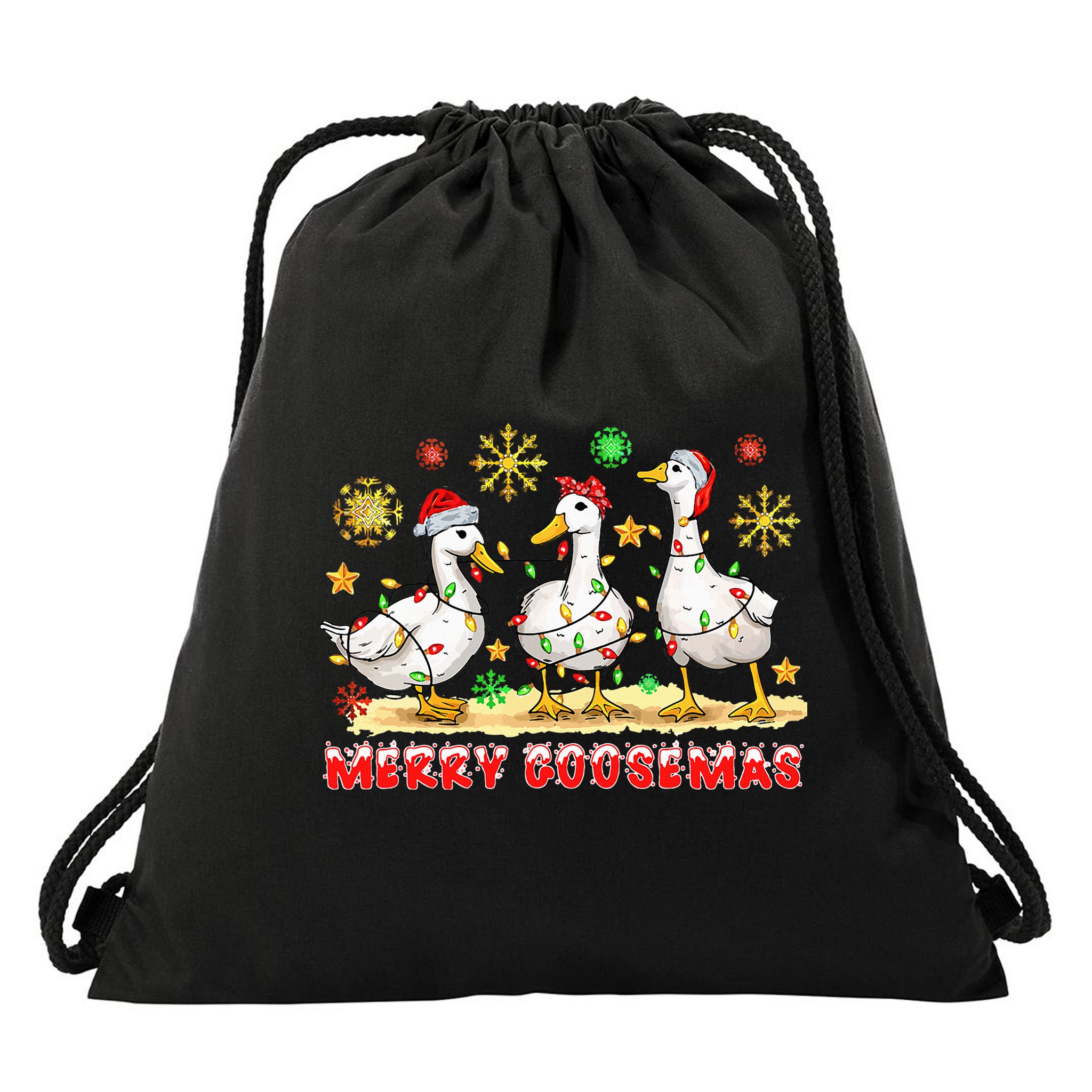 Merry Goosemas Funny Christmas Duck Silly Goose Memes Drawstring Bag