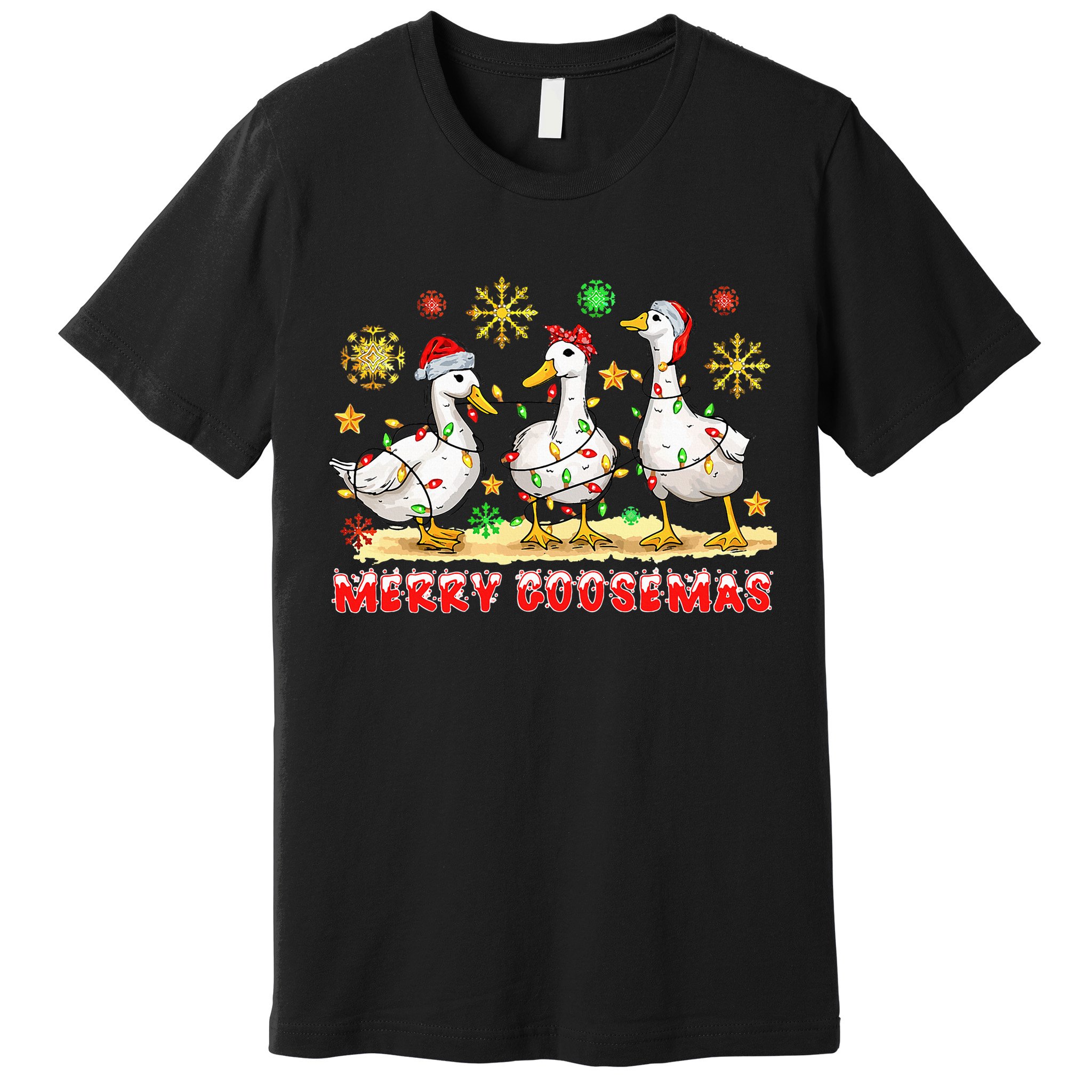 Merry Goosemas Funny Christmas Duck Silly Goose Memes Premium T-Shirt