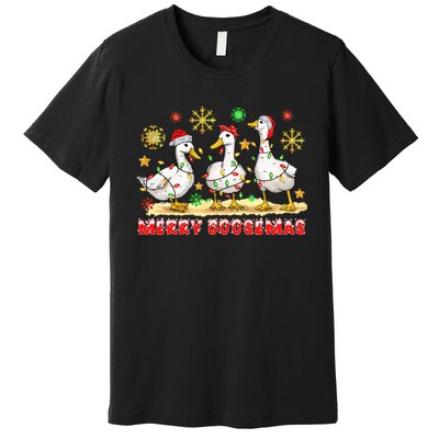 Merry Goosemas Funny Christmas Duck Silly Goose Memes Premium T-Shirt