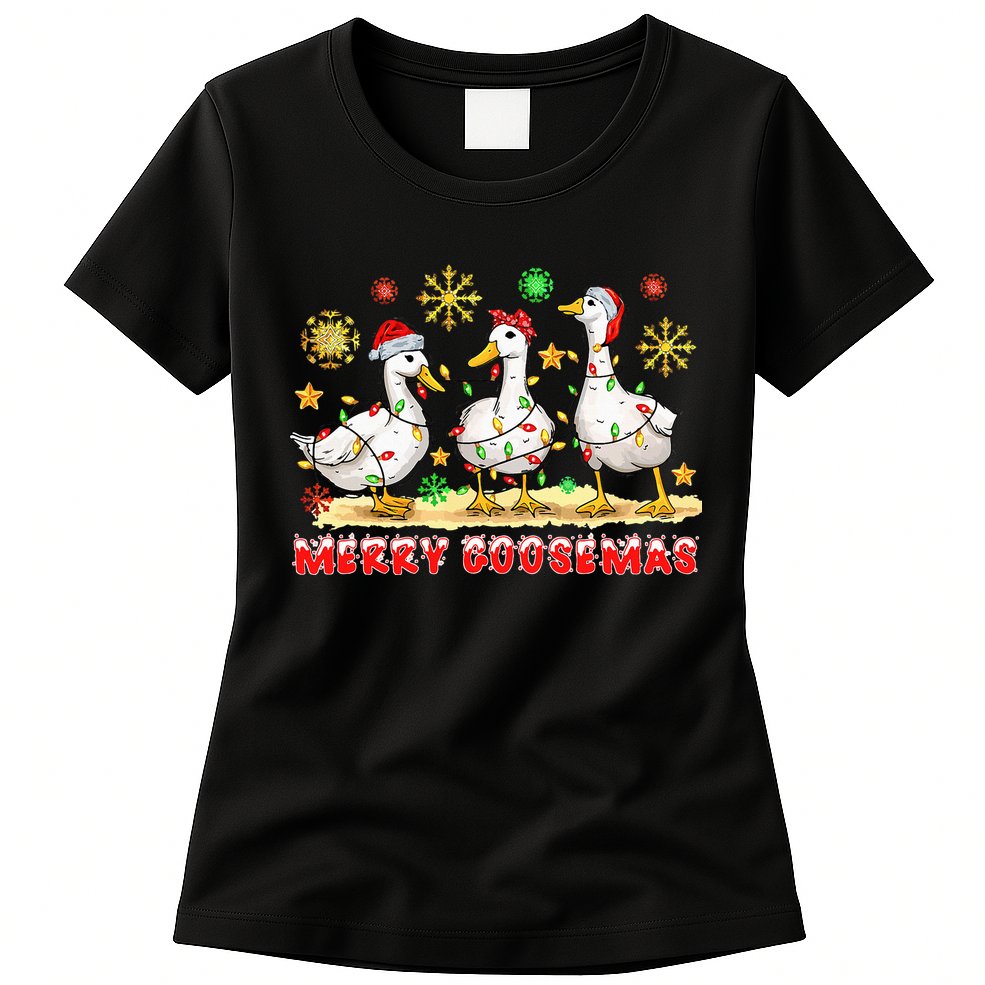Merry Goosemas Funny Christmas Duck Silly Goose Memes Womens T-Shirt