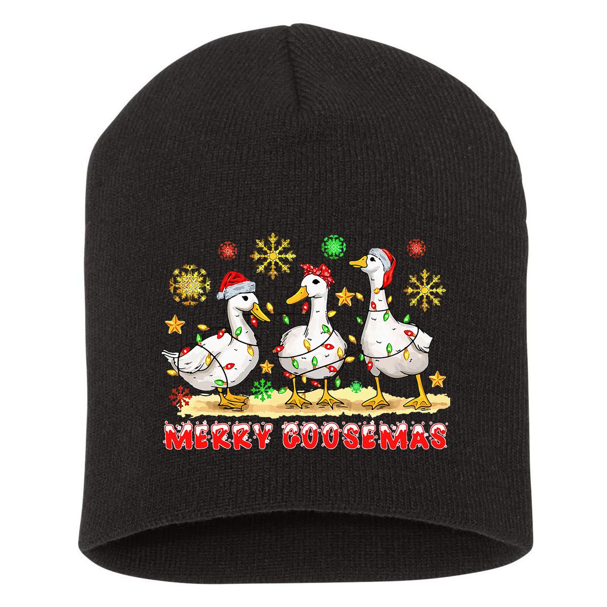 Merry Goosemas Funny Christmas Duck Silly Goose Memes Short Acrylic Beanie