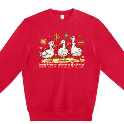 Merry Goosemas Funny Christmas Duck Silly Goose Memes Premium Crewneck Sweatshirt