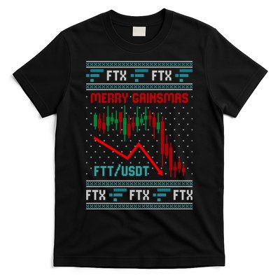 Merry Gainsmas FTX Crypto Cryptocurrency Funny Christmas Ugly Sweater T-Shirt