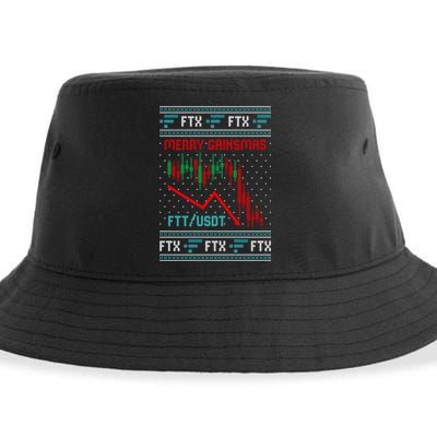 Merry Gainsmas FTX Crypto Cryptocurrency Funny Christmas Ugly Sweater Sustainable Bucket Hat