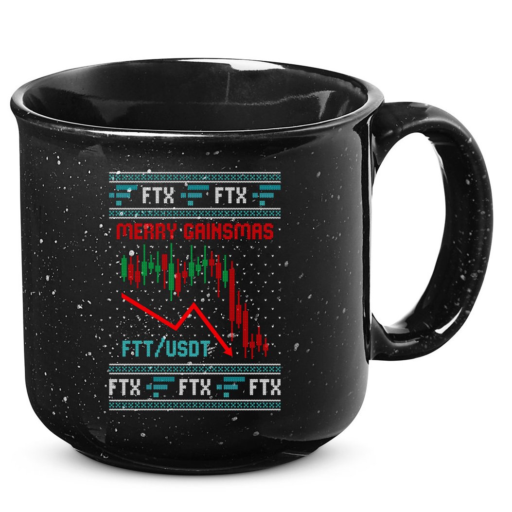 Merry Gainsmas FTX Crypto Cryptocurrency Funny Christmas Ugly Sweater 15oz Campfire Ceramic Mug