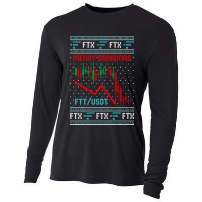 Merry Gainsmas FTX Crypto Cryptocurrency Funny Christmas Ugly Sweater Cooling Performance Long Sleeve Crew