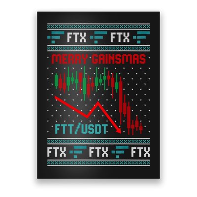Merry Gainsmas FTX Crypto Cryptocurrency Funny Christmas Ugly Sweater Poster