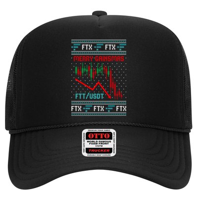 Merry Gainsmas FTX Crypto Cryptocurrency Funny Christmas Ugly Sweater Trucker Hat