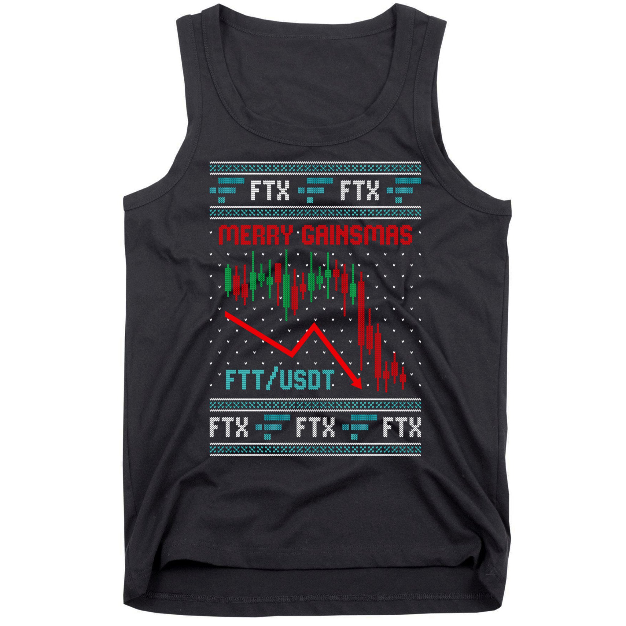 Merry Gainsmas FTX Crypto Cryptocurrency Funny Christmas Ugly Sweater Tank Top