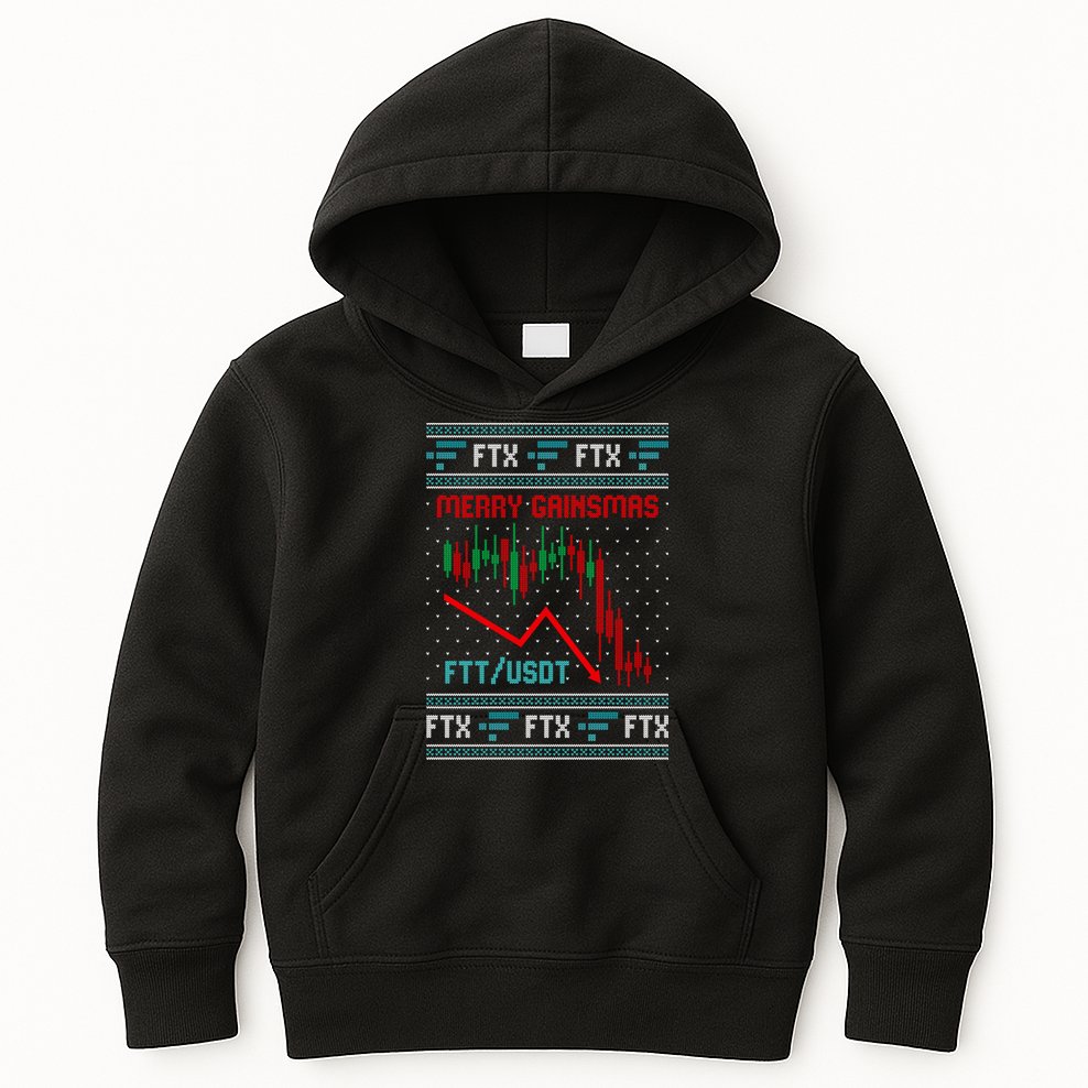 Merry Gainsmas FTX Crypto Cryptocurrency Funny Christmas Ugly Sweater Kids Hoodie