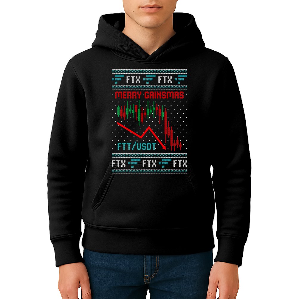 Merry Gainsmas FTX Crypto Cryptocurrency Funny Christmas Ugly Sweater Kids Hoodie