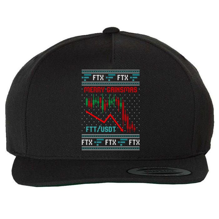 Merry Gainsmas FTX Crypto Cryptocurrency Funny Christmas Ugly Sweater Wool Snapback Cap