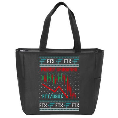 Merry Gainsmas FTX Crypto Cryptocurrency Funny Christmas Ugly Sweater Zip Tote Bag