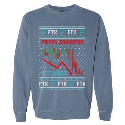 Merry Gainsmas FTX Crypto Cryptocurrency Funny Christmas Ugly Sweater Garment-Dyed Sweatshirt