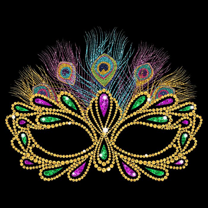 Mardi Gras Festival Mask With Feathers Carnival Flat Bill Trucker Hat
