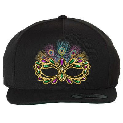 Mardi Gras Festival Mask With Feathers Carnival Wool Snapback Cap