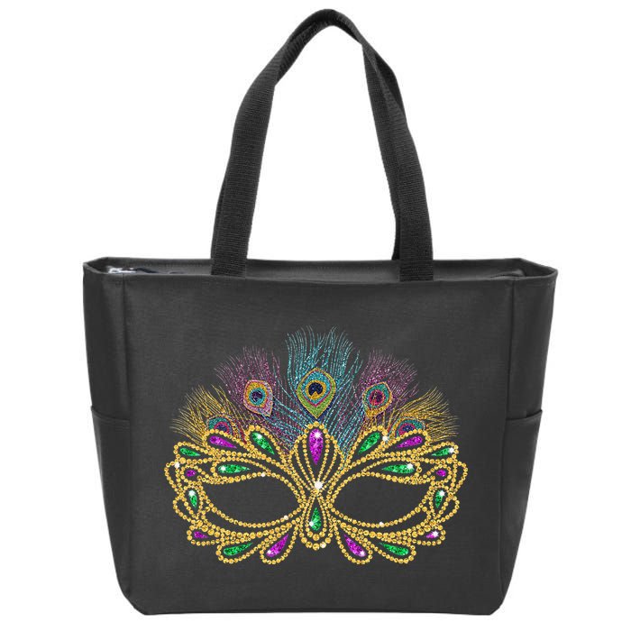 Mardi Gras Festival Mask With Feathers Carnival Zip Tote Bag