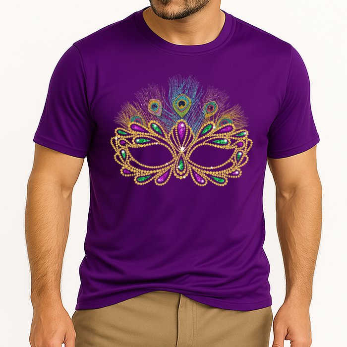 Mardi Gras Festival Mask With Feathers Carnival Cooling Performance Crew T-Shirt