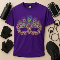Mardi Gras Festival Mask With Feathers Carnival Cooling Performance Crew T-Shirt