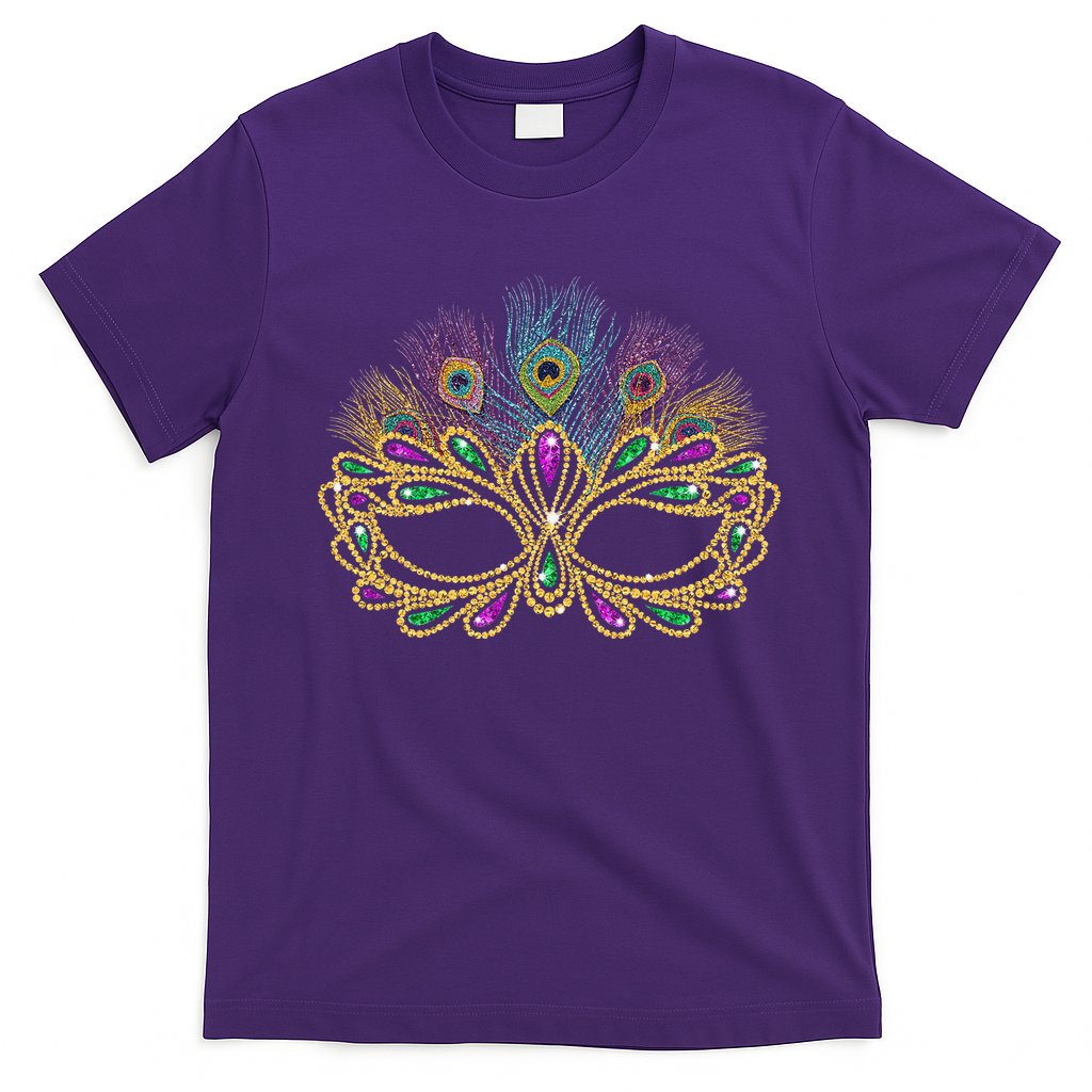 Mardi Gras Festival Mask With Feathers Carnival T-Shirt
