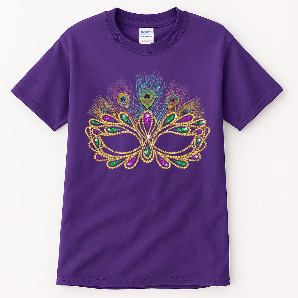 Mardi Gras Festival Mask With Feathers Carnival Tall T-Shirt