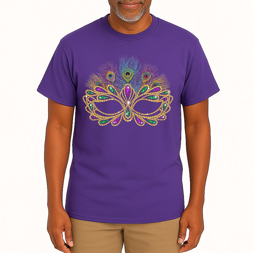 Mardi Gras Festival Mask With Feathers Carnival Tall T-Shirt