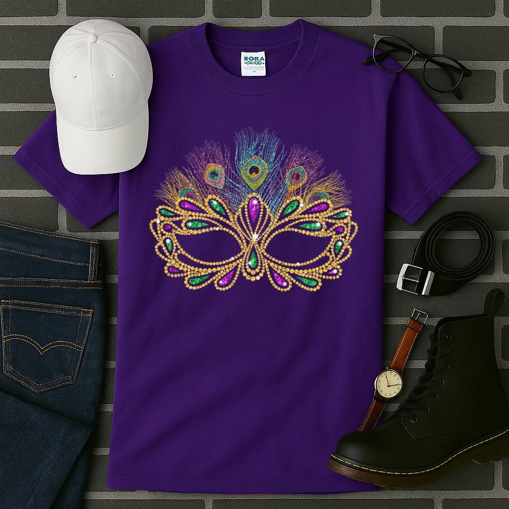 Mardi Gras Festival Mask With Feathers Carnival Tall T-Shirt