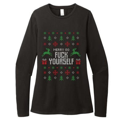 Merry Go Fuck Yourself I Funny Ugly Christmas Christmas Womens CVC Long Sleeve Shirt