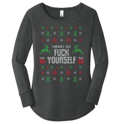 Merry Go Fuck Yourself I Funny Ugly Christmas Christmas Women's Perfect Tri Tunic Long Sleeve Shirt