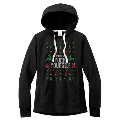 Merry Go Fuck Yourself I Funny Ugly Christmas Christmas Women's Fleece Hoodie