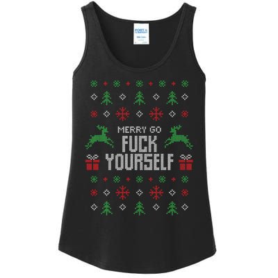 Merry Go Fuck Yourself I Funny Ugly Christmas Christmas Ladies Essential Tank