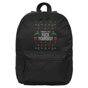 Merry Go Fuck Yourself I Funny Ugly Christmas Christmas 16 in Basic Backpack