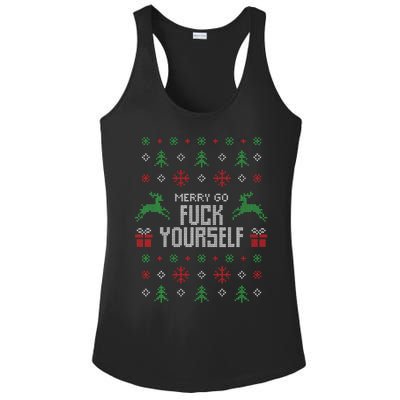 Merry Go Fuck Yourself I Funny Ugly Christmas Christmas Ladies PosiCharge Competitor Racerback Tank