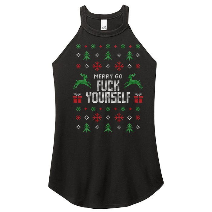 Merry Go Fuck Yourself I Funny Ugly Christmas Christmas Women's Perfect Tri Rocker Tank