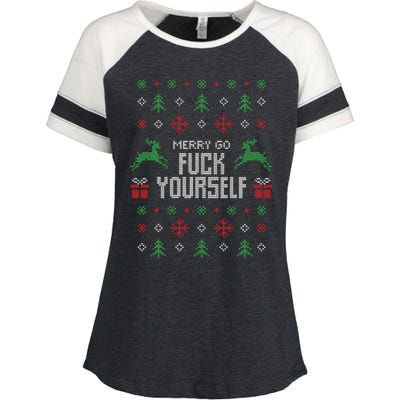 Merry Go Fuck Yourself I Funny Ugly Christmas Christmas Enza Ladies Jersey Colorblock Tee