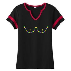 Mardi Gras Funny Beads Boobs Outline Gift Ladies Halftime Notch Neck Tee