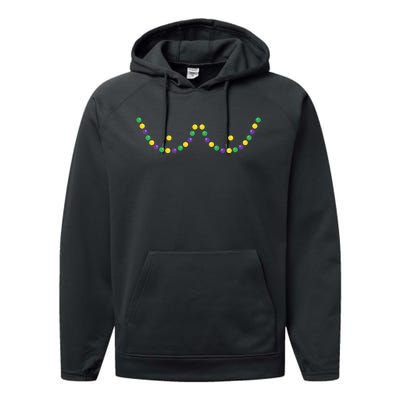 Mardi Gras Funny Beads Boobs Outline Gift Performance Fleece Hoodie