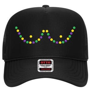 Mardi Gras Funny Beads Boobs Outline Gift High Crown Mesh Back Trucker Hat