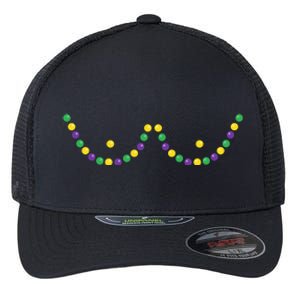 Mardi Gras Funny Beads Boobs Outline Gift Flexfit Unipanel Trucker Cap