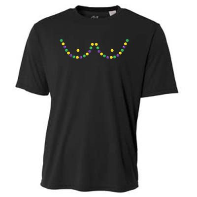 Mardi Gras Funny Beads Boobs Outline Gift Cooling Performance Crew T-Shirt