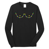 Mardi Gras Funny Beads Boobs Outline Gift Long Sleeve Shirt